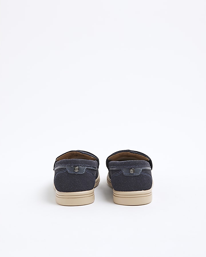 Boys Navy Faux Suede Tassel Loafers