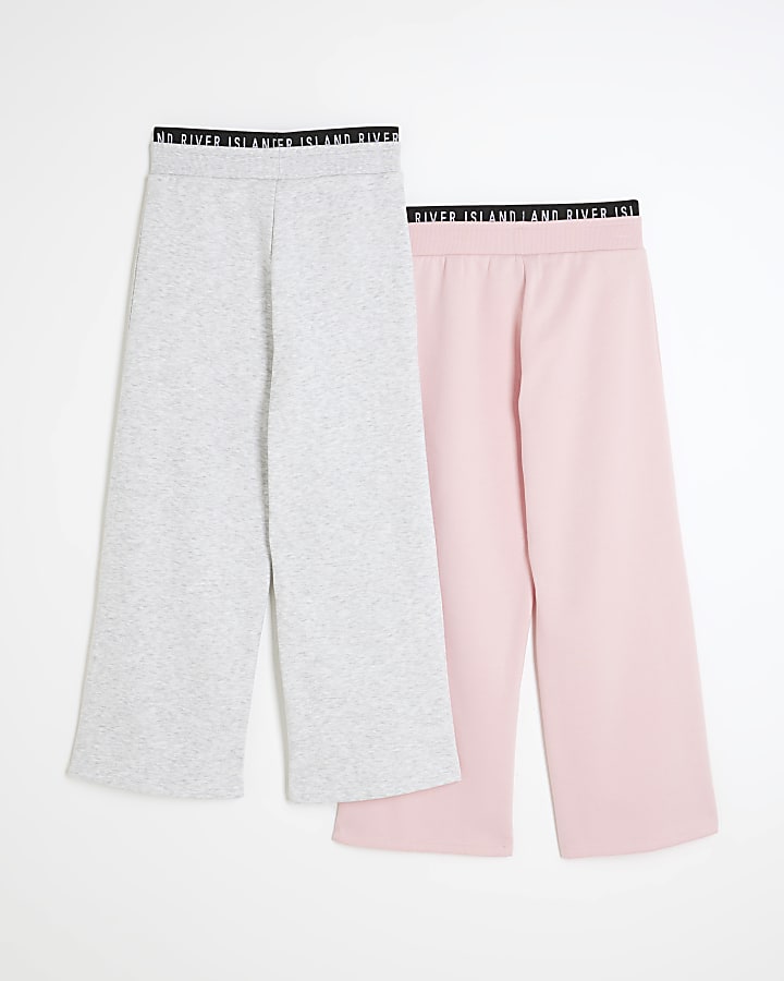 Girls Pink RI Waistband Joggers 2 pack