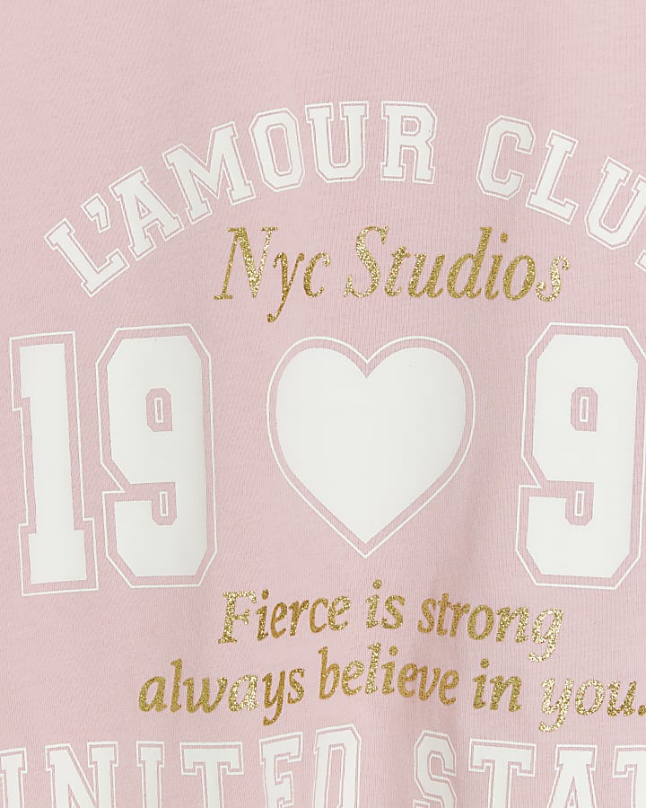 Girls Pink Paris Crop T-Shirt 2 Pack