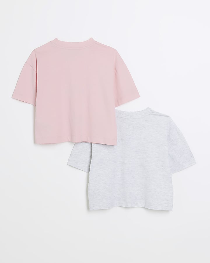 Girls Pink Paris Crop T-Shirt 2 Pack