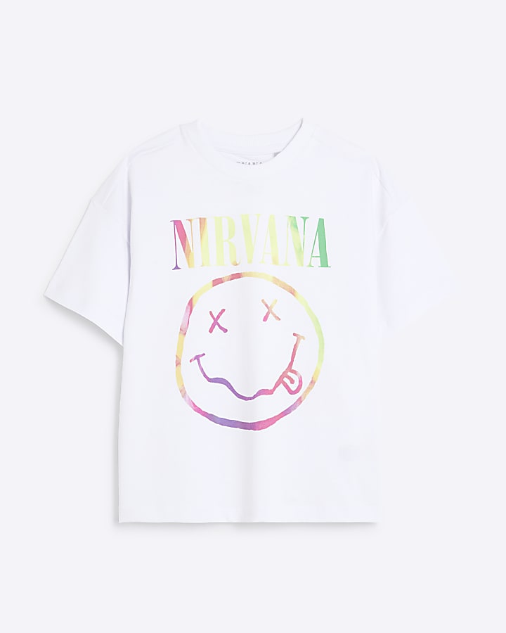 White Nirvana Smiley Face T-Shirt