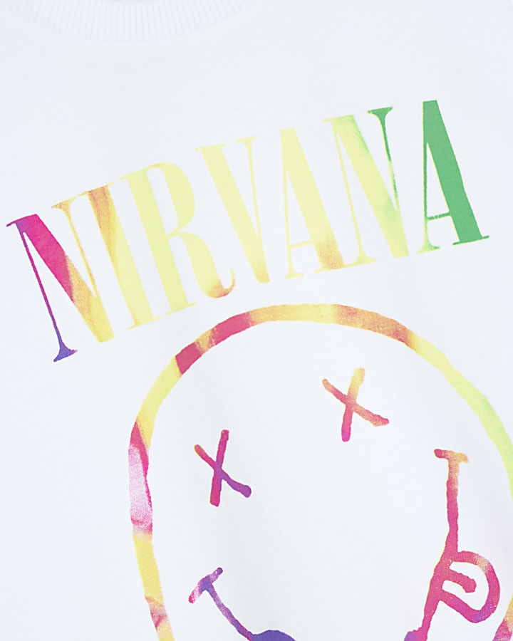 Mini White Nirvana Smiley Face T-Shirt