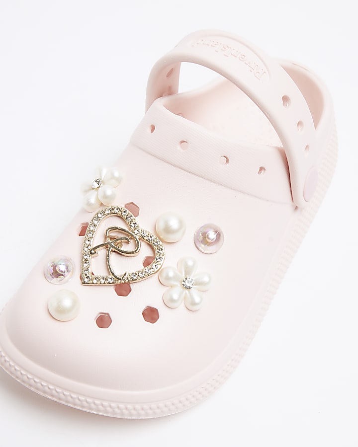 Girls Pink Gem Clogs