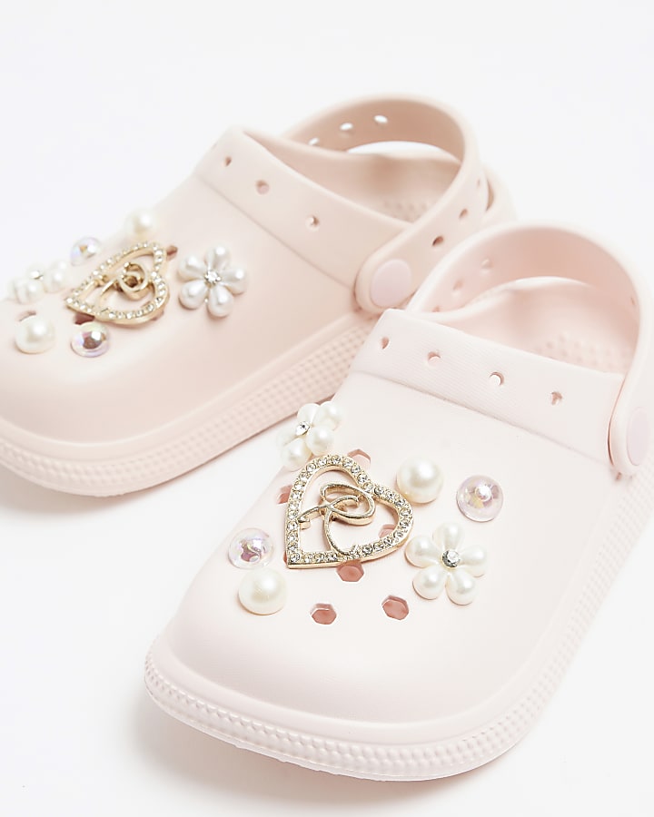 Girls Pink Gem Clogs