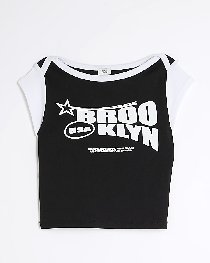 Girls Black Brooklyn Graphic T-Shirt