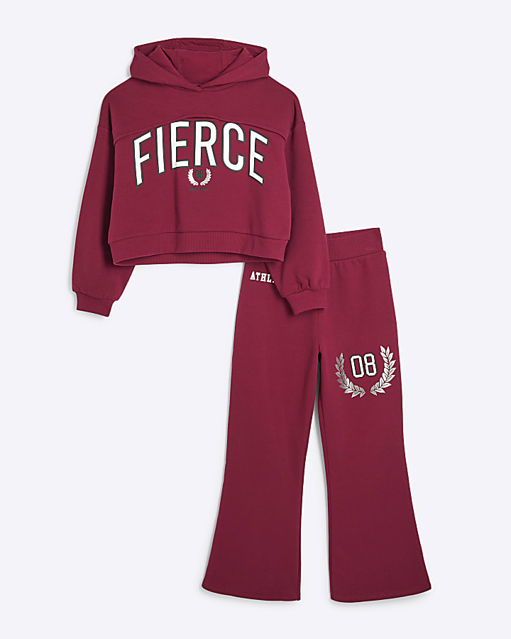 Girls Red Fierce Cutout Sweat Set