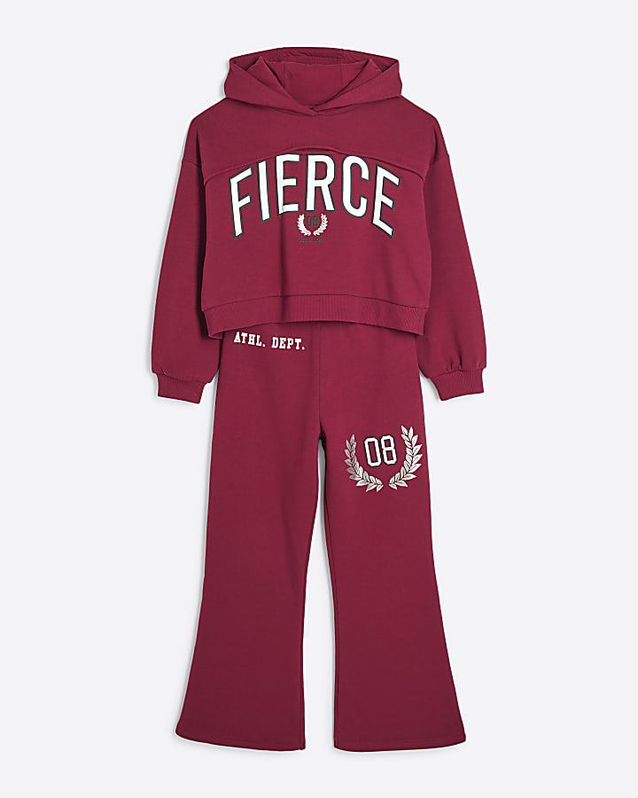 Girls Red Fierce Cutout Sweat Set