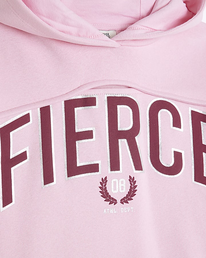 Girls Pink Fierce Cutout Sweat Set