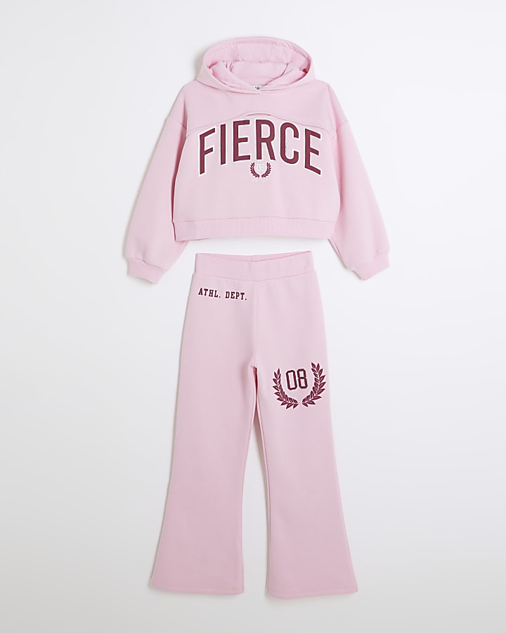 Girls Pink Fierce Cutout Sweat Set