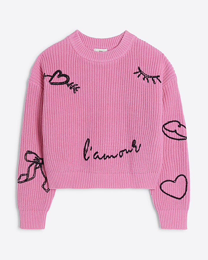 Girls Pink Graffiti Jumper