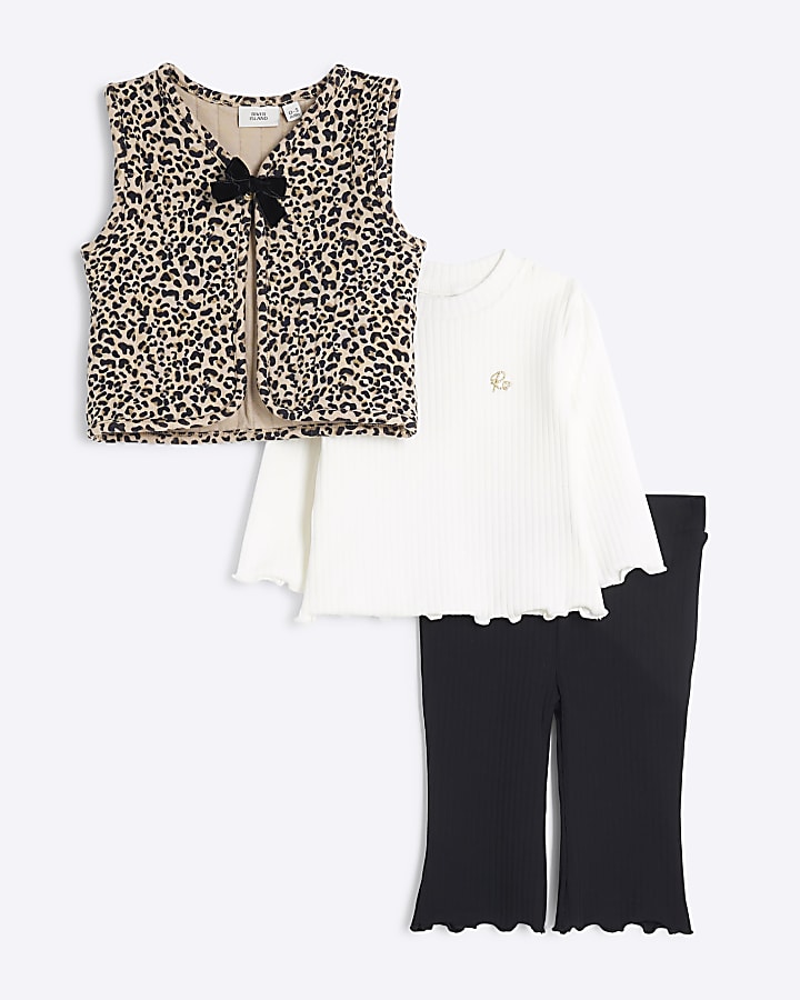 Baby Brown Leopard 3 Piece Gilet Set