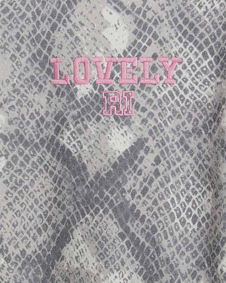 Mini Girls grey Snake Print Sweatshirt Set