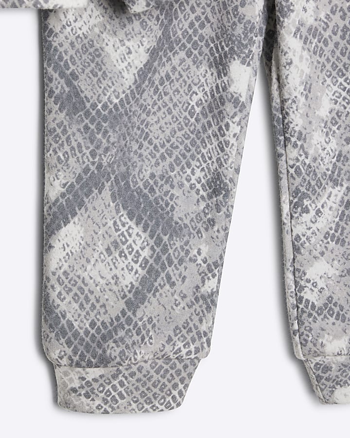 Mini Girls grey Snake Print Sweatshirt Set