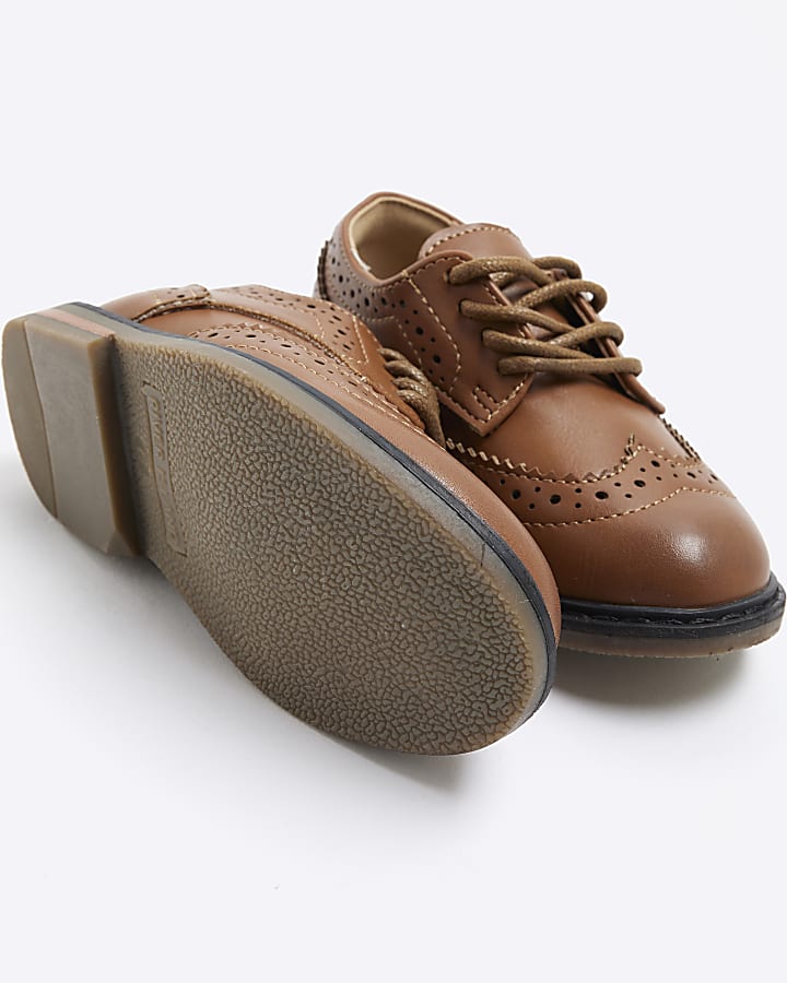 Mini Boys Brown Faux Leather Shoes