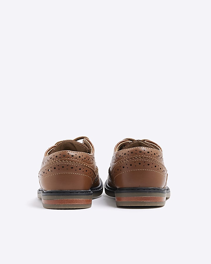 Mini Boys Brown Faux Leather Shoes