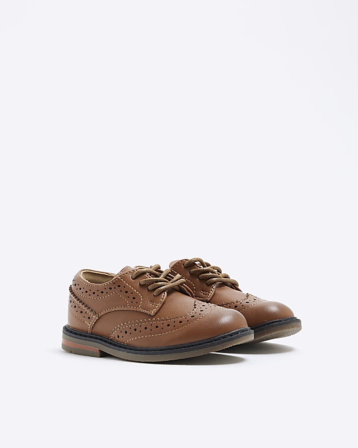 Mini Boys Brown Faux Leather Shoes