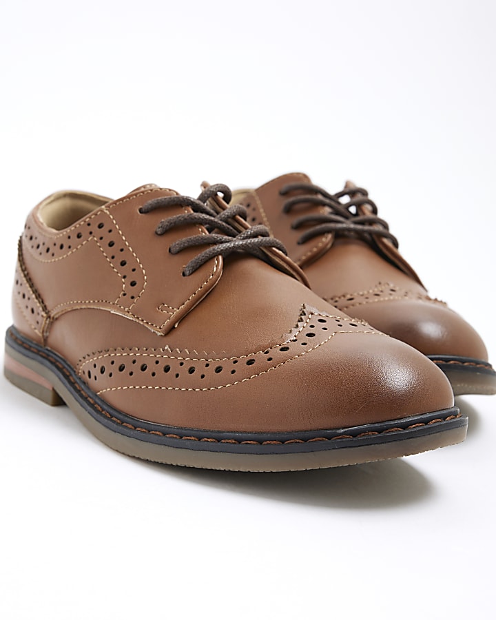 Boys Brown Faux Leather Shoes