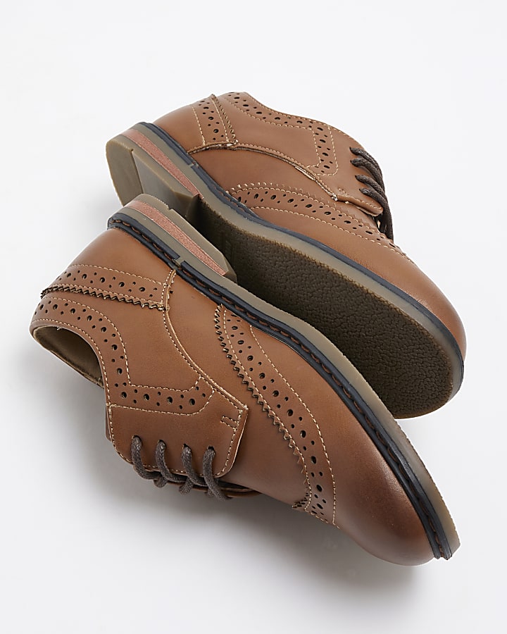 Boys Brown Faux Leather Shoes