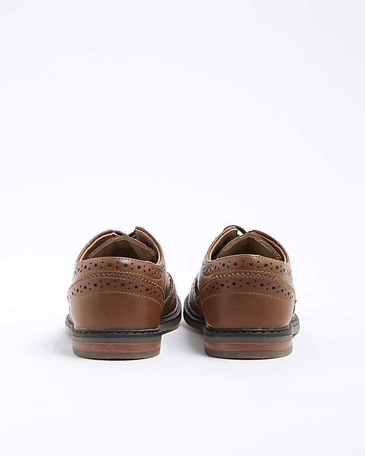 Boys Brown Faux Leather Shoes