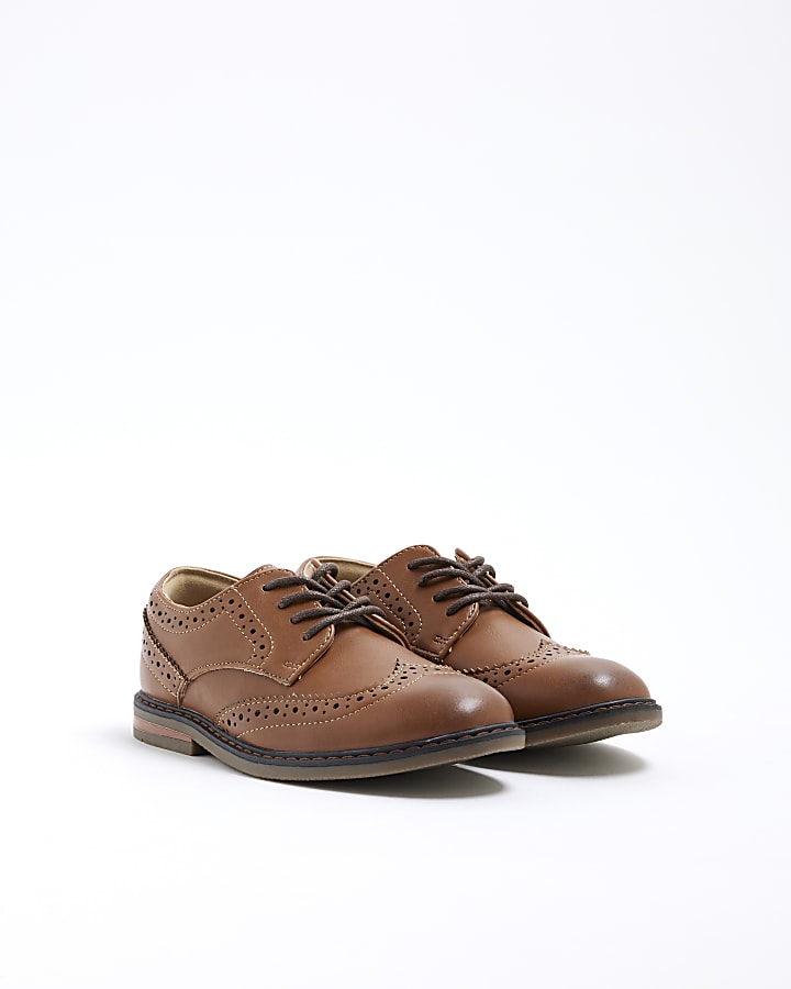 Boys Brown Faux Leather Shoes