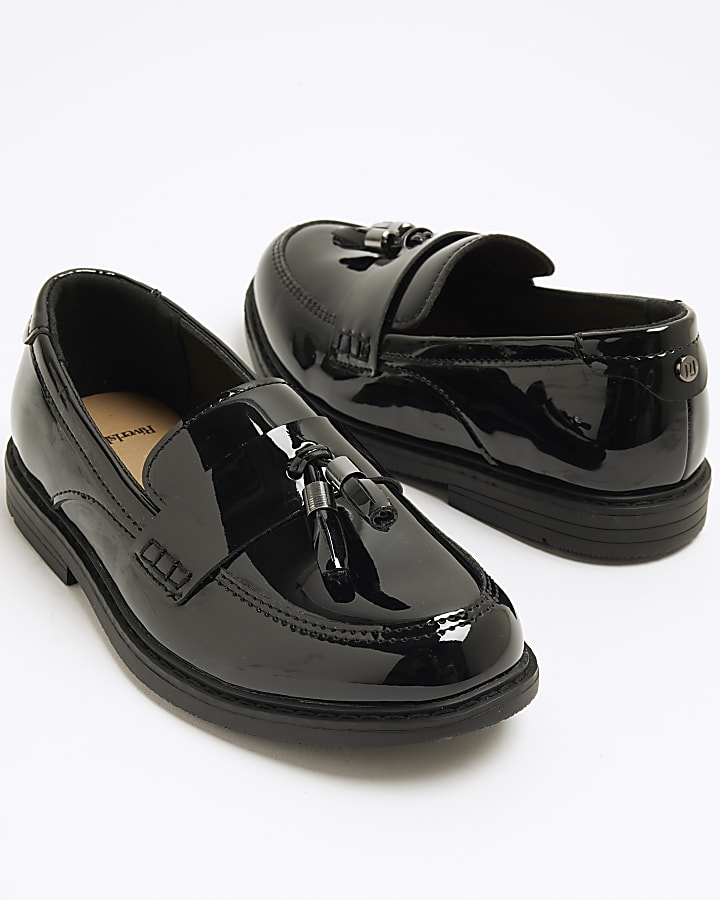 Boys Black Patent Tassel Loafers