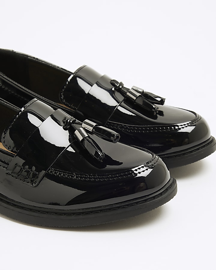 Boys Black Patent Tassel Loafers