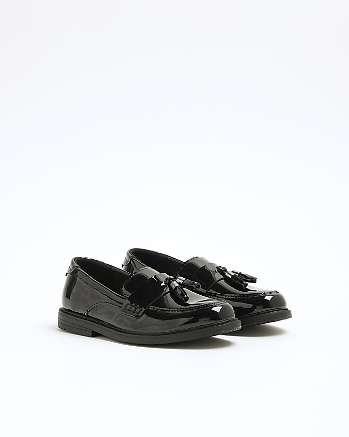 Boys Black Patent Tassel Loafers