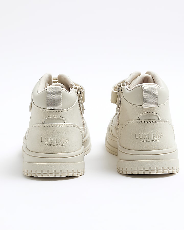 Boys Beige Luminis Velcro High Top Trainers