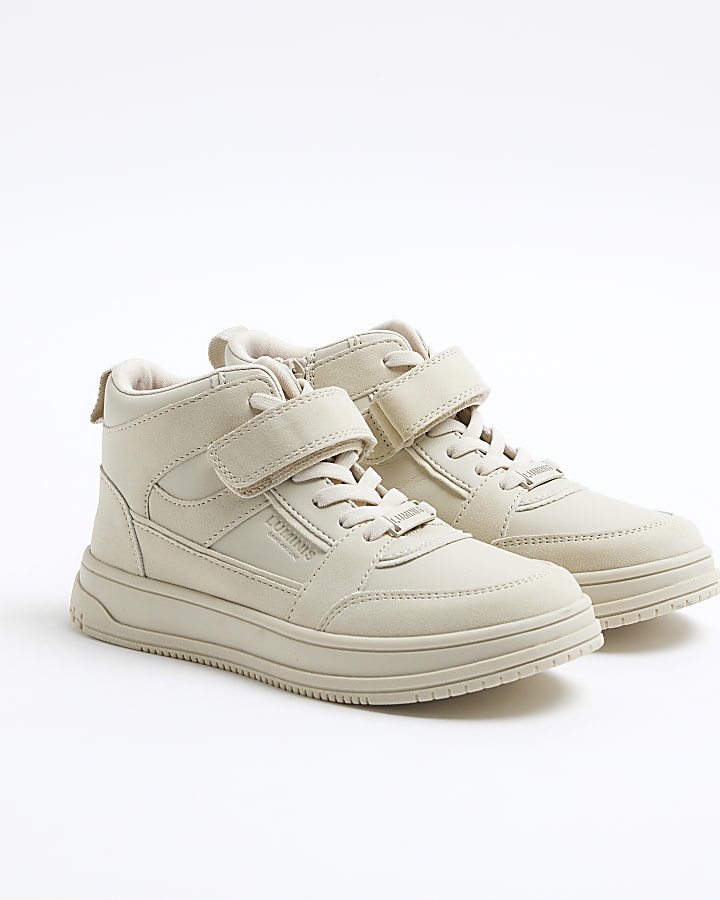 Boys Beige Luminis Velcro High Top Trainers