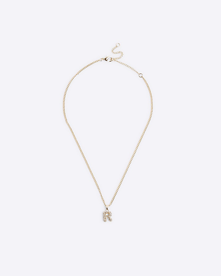 Gold R Initial Necklace