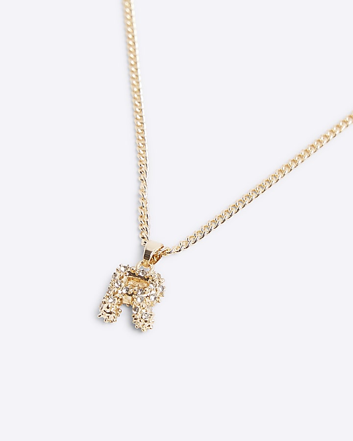 Gold R Initial Necklace