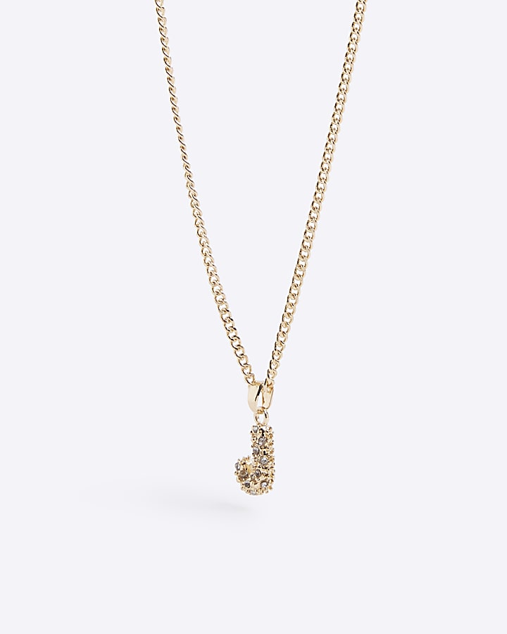 Gold J Initial Necklace