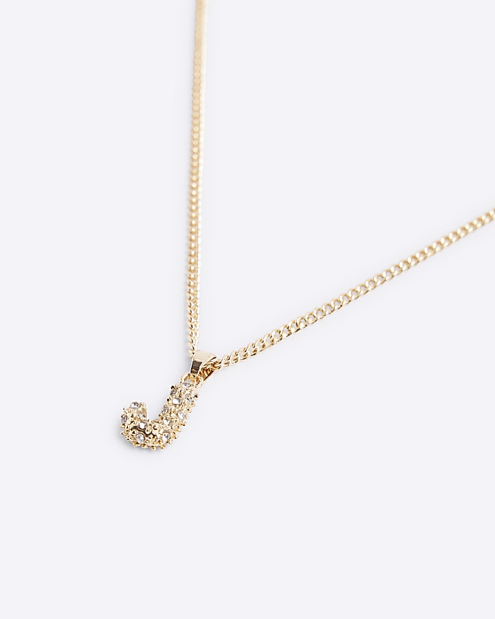 Gold J Initial Necklace