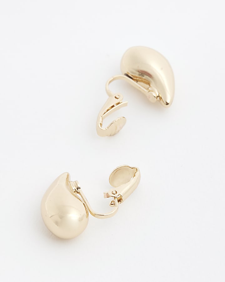 Girls gold dome clip on earrings