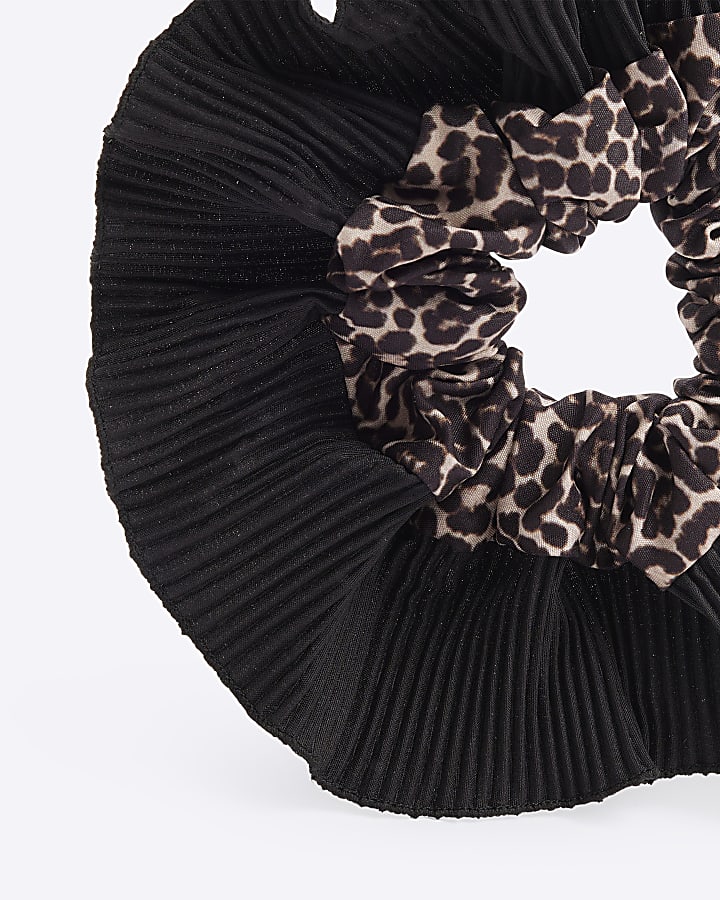 Girls brown leopard hair scrunchie