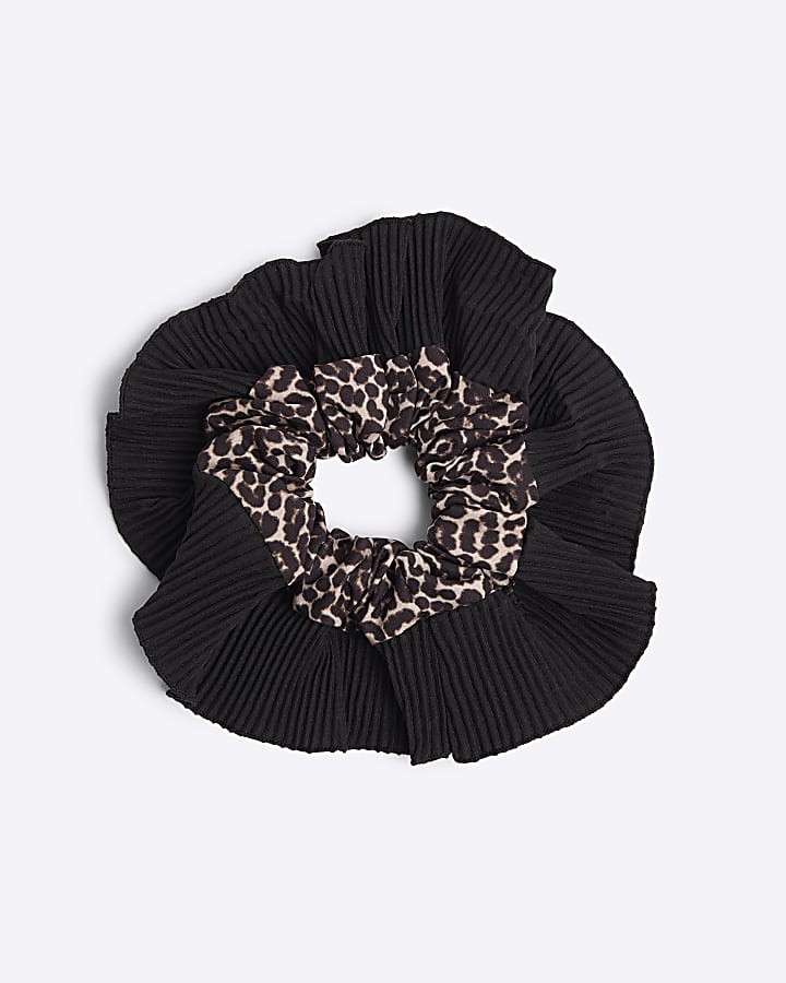Girls brown leopard hair scrunchie