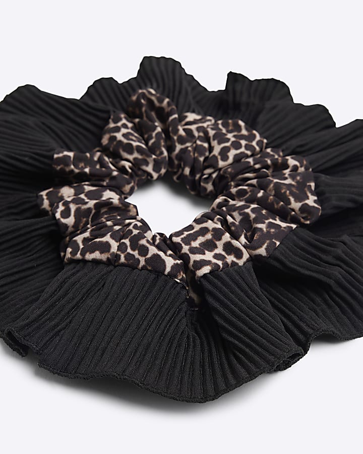 Girls brown leopard hair scrunchie
