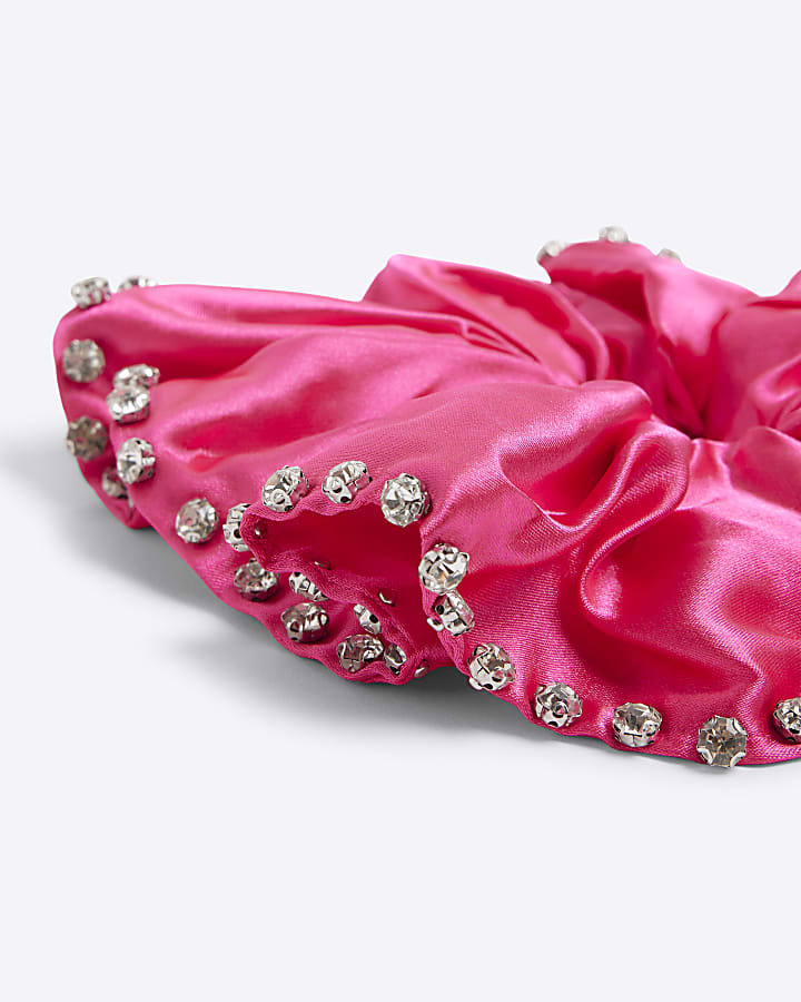 Pink Diamante Hair Scrunchie