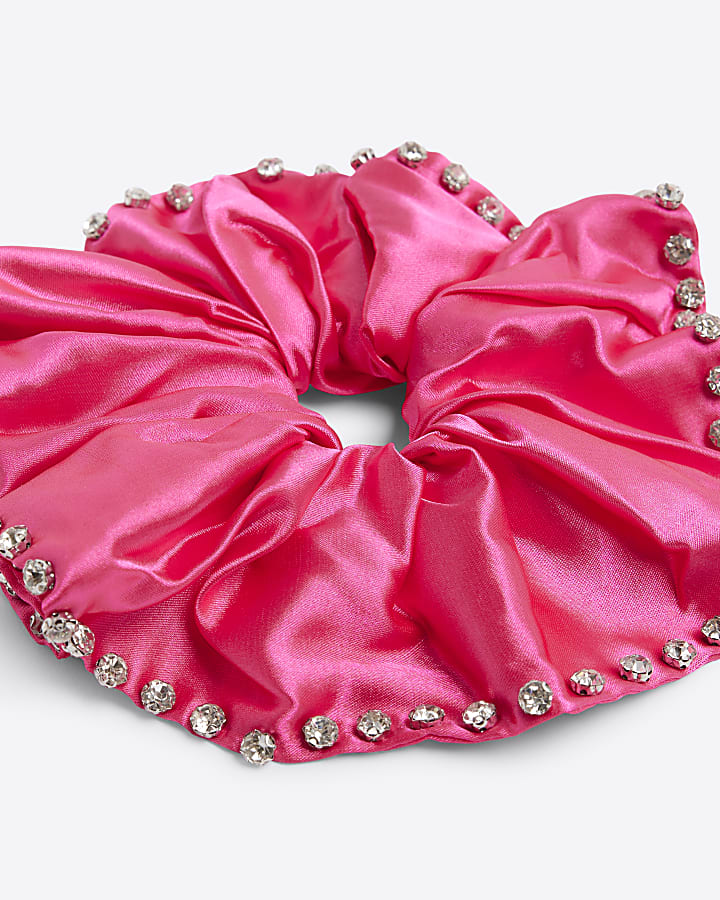 Pink Diamante Hair Scrunchie