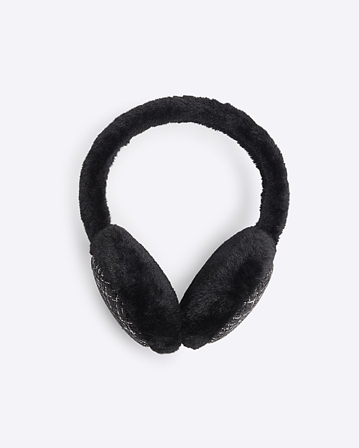 Girls Black Tweed Ear Muffs