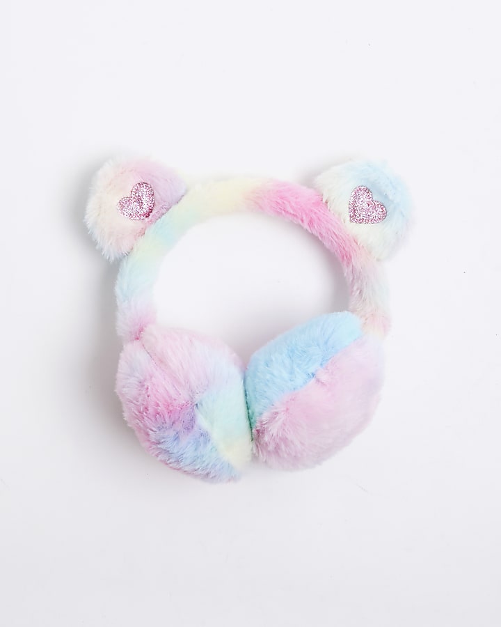 Grey Faux Fur Tie Dye Ear Earmuffs