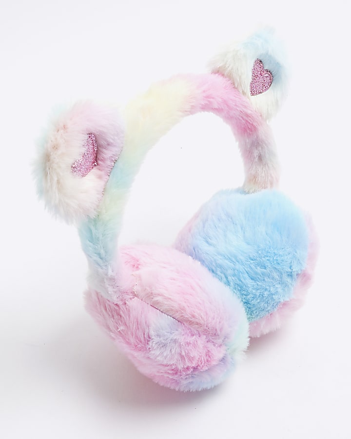 Grey Faux Fur Tie Dye Ear Earmuffs