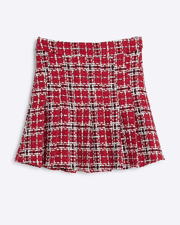 Girls Red Boucle Skirt