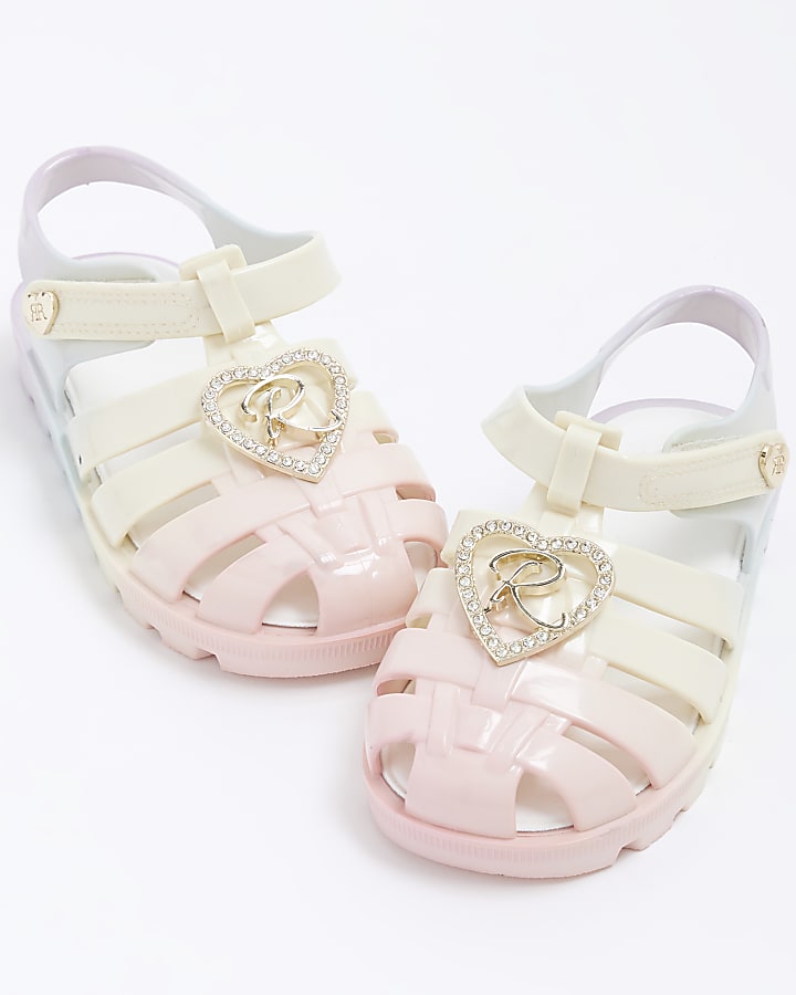 Mini Girls Rainbow Floral Jelly Sandals