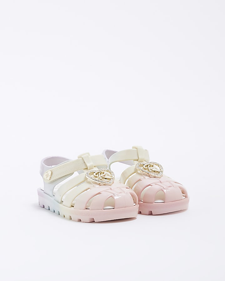 Mini Girls Rainbow Floral Jelly Sandals