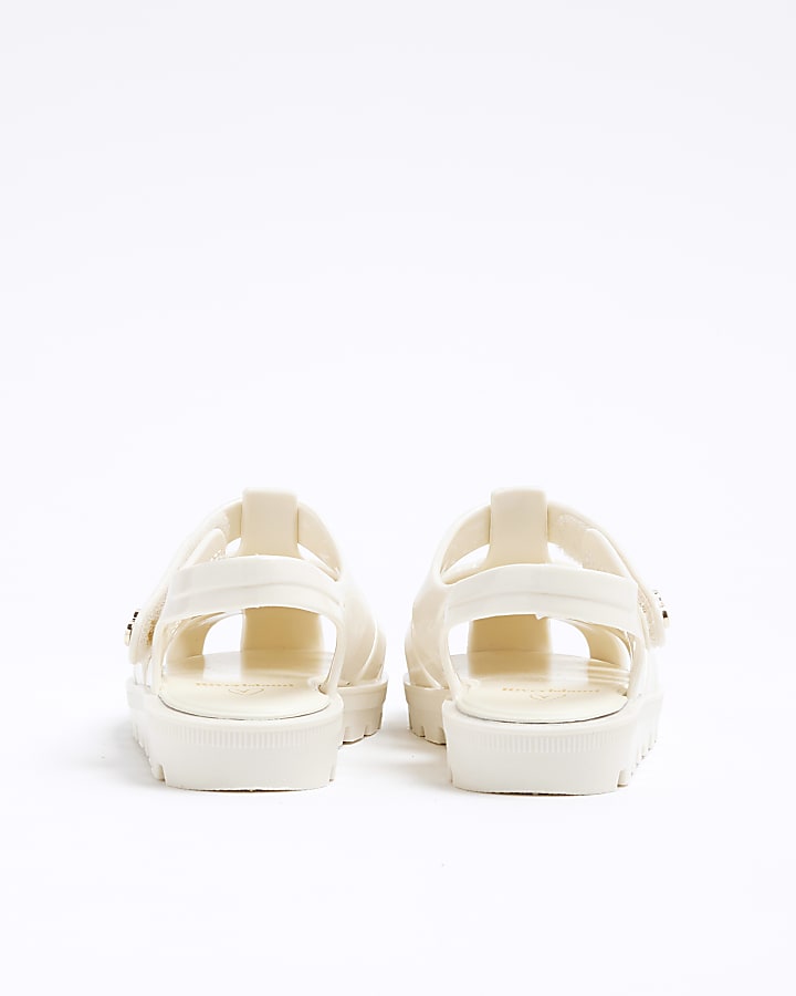 Mini Girls Cream Floral Jelly Sandals