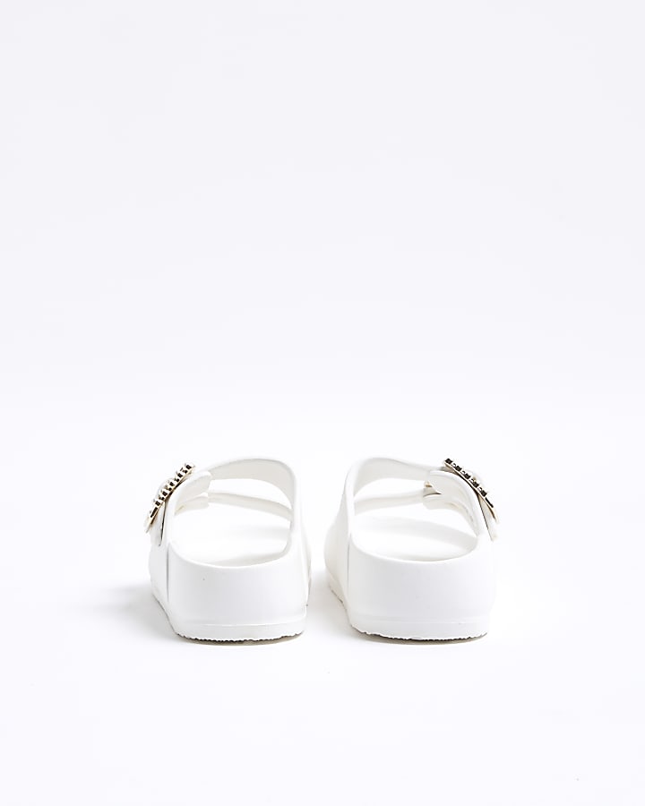 Girls White Pearl Moulded Sandals