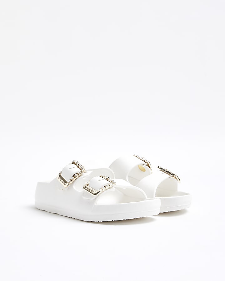 Girls White Pearl Moulded Sandals