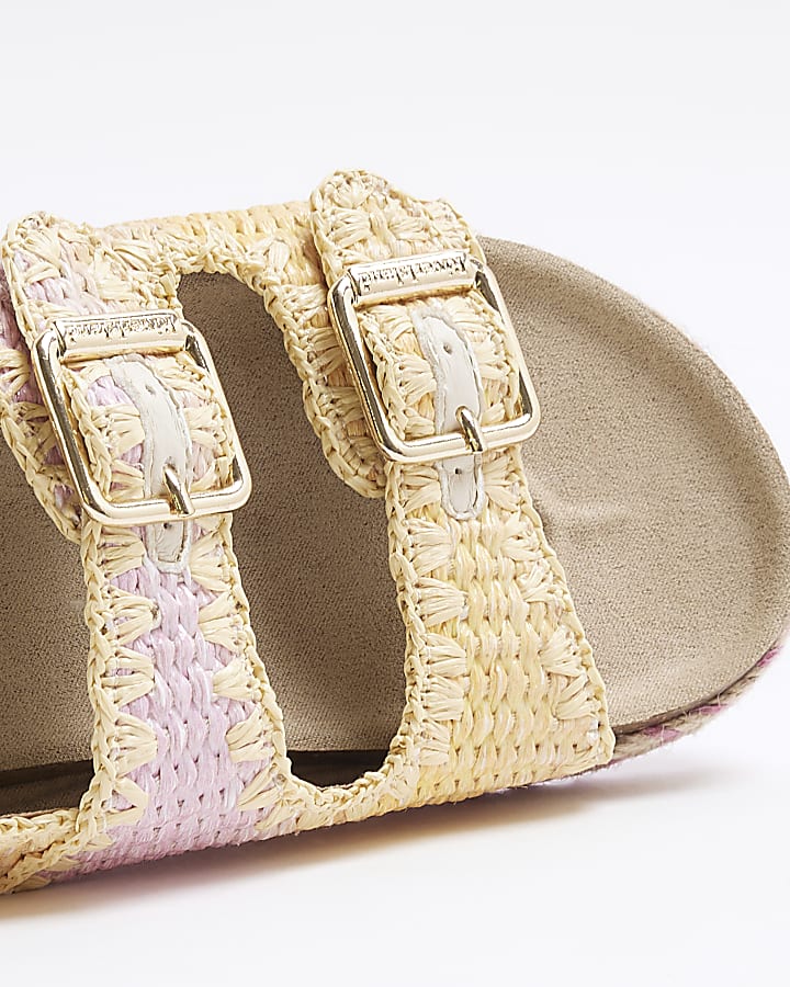 Girls Pink Ombre Raffia Sandals