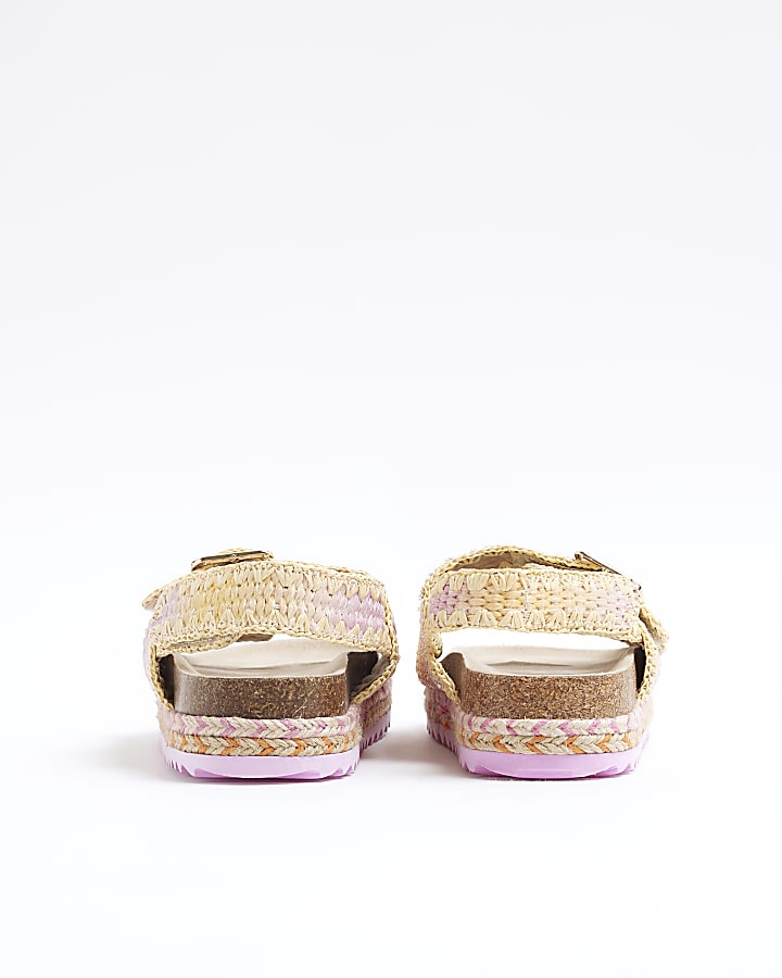 Girls Pink Ombre Raffia Sandals